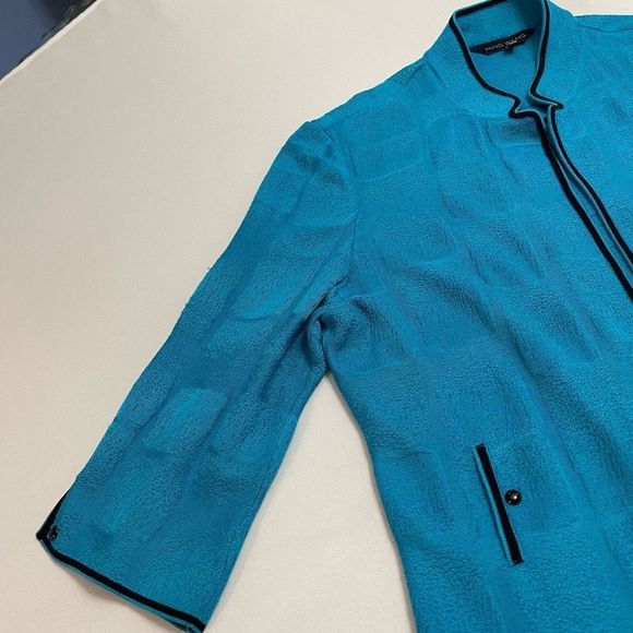 Ming Wang Blue Acrylic Open Front Top Cardigan Sweater Size XL - Picture 8 of 12